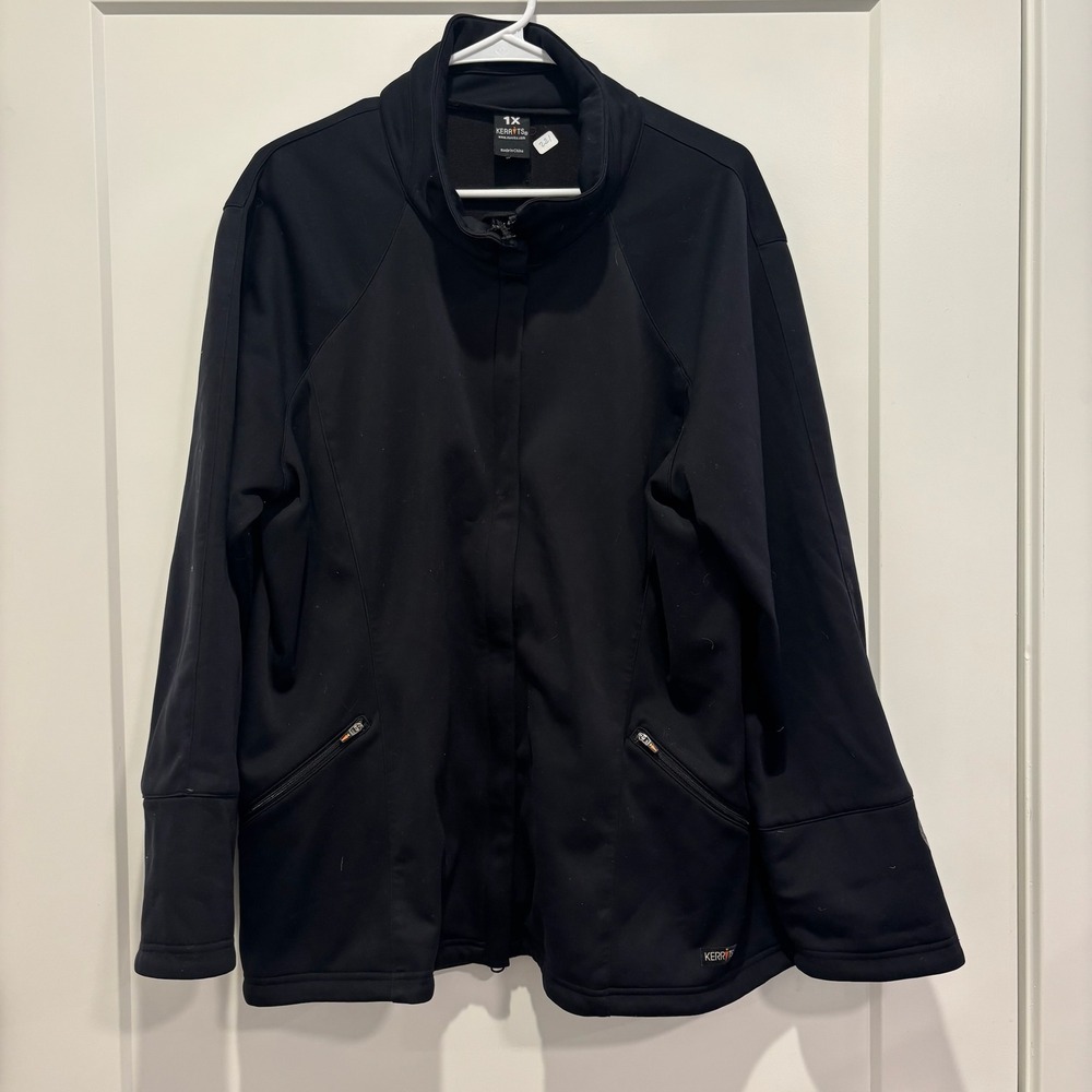 Kerrits Womens 1X Black Softshell Equestrian Riding Jacket Fleece Lined Full Zip